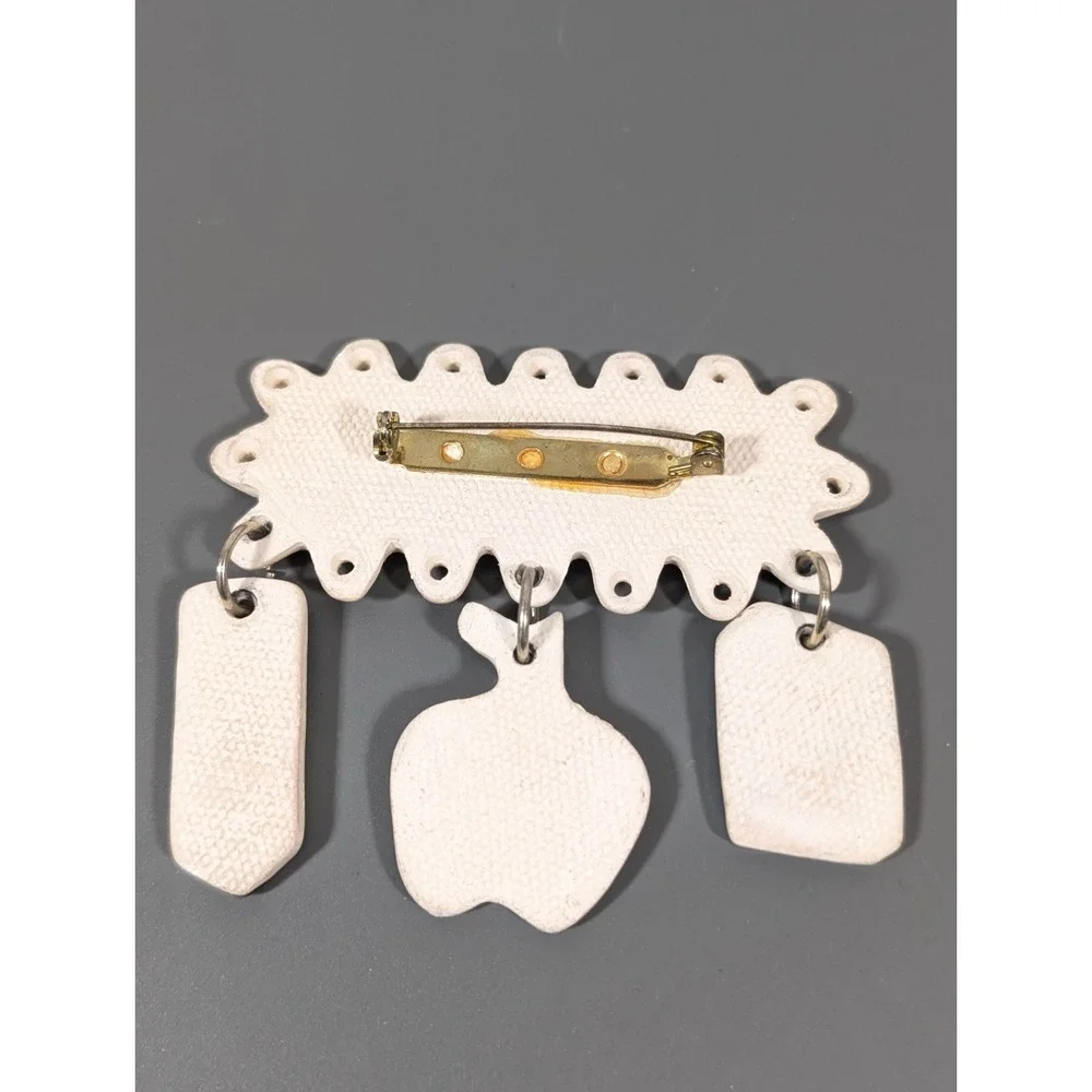 Vintage I Love to Teach ABC 123 Ceramic Charm‎ Pin Brooch